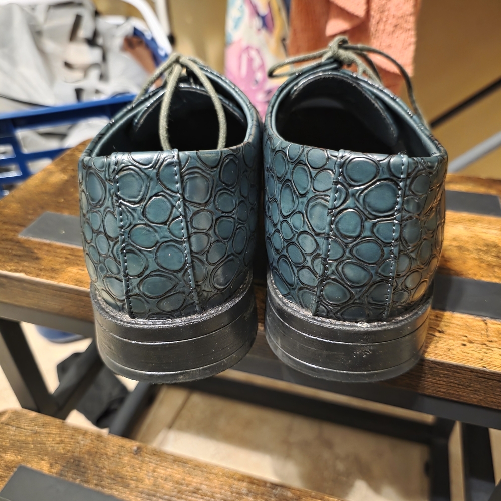 Stylish Green Patterned Men's Oxfords - Picture 5 of 6